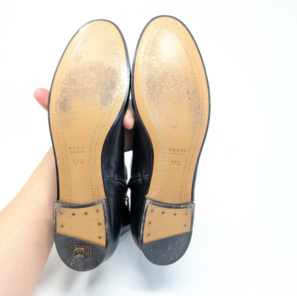 Gucci Size 37.5 Jordaan Horsebit Black Leather Ankle Boots Booties - Picture 15 of 15